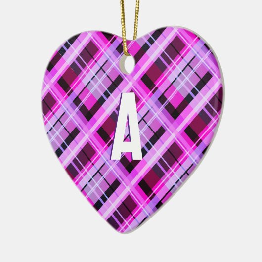 ピンクかわいらしのプライモノグラムのド セラミックオーナメント (左)