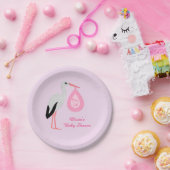 ピンクかわいらしのベビーガールストークベビーシャワーカスタム ペーパープレート (パーティー)
