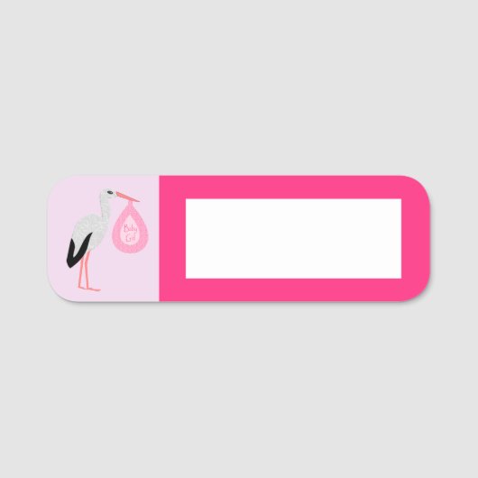 ピンクかわいらしのベビーガールストーク 名札 (正面)