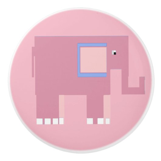 ピンクかわいらしのベビーガールゾウ セラミックノブ (正面)