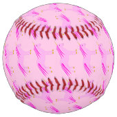ピンクかわいらしのベビーガールパターン（の模様が）あるユニコーン ソフトボール (裏面)