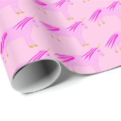 ピンクかわいらしのベビーガールパターン(の模様が)あるユニコーン ラッピングペーパー (ロールコーナー)