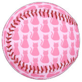 ピンクかわいらしのベビーガールパターン（の模様が）ある猫 ソフトボール (正面左)