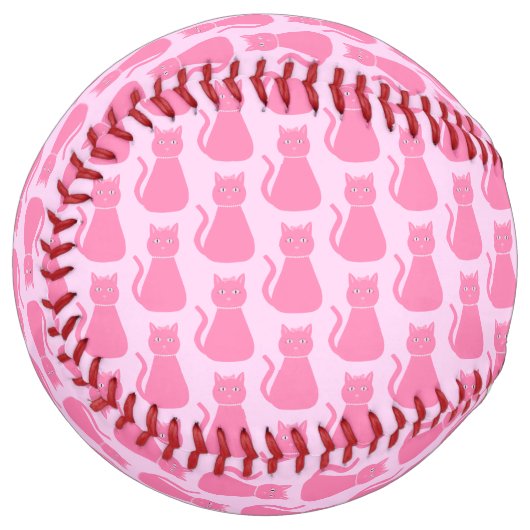 ピンクかわいらしのベビーガールパターン（の模様が）ある猫 ソフトボール (正面左)