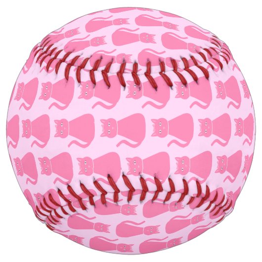 ピンクかわいらしのベビーガールパターン（の模様が）ある猫 ソフトボール (裏面)