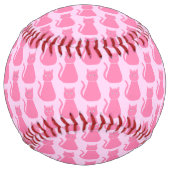 ピンクかわいらしのベビーガールパターン（の模様が）ある猫 ソフトボール (正面)