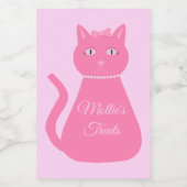 ピンクかわいらしのベビーガール猫カスタムペットトリートジャー フードラベル (シングルラベル)