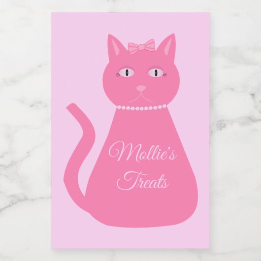 ピンクかわいらしのベビーガール猫カスタムペットトリートジャー フードラベル (シングルラベル)