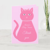 ピンクかわいらしのベビーガール猫カスタム赤ちゃんシャワー カード (正面)