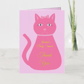ピンクかわいらしのベビーガール猫カスタム赤ちゃんシャワー 箔グリーティングカード (正面)