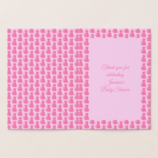 ピンクかわいらしのベビーガール猫ベビーシャワーありがとう 箔カード (内部)
