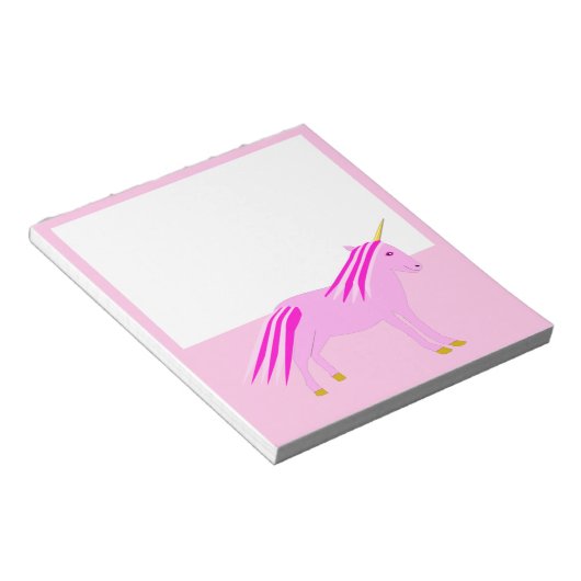 ピンクかわいらしのベビーガール・ユニコーン ノートパッド (アングル)