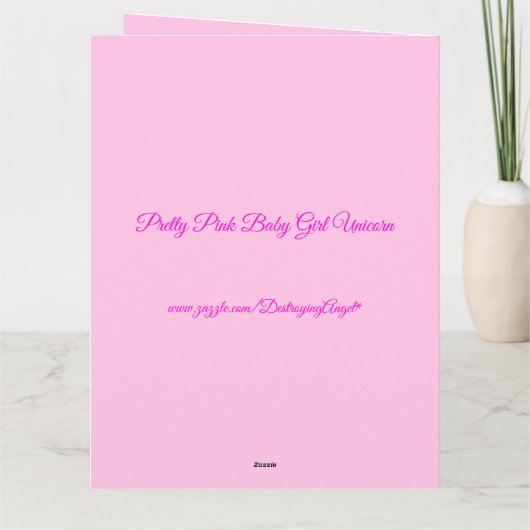 ピンクかわいらしのベビーガールUnicornジェンダーが明かす カード (裏面)