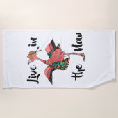 ピンクかわいらしのボホフラミンゴが今に住む ビーチタオル (正面)