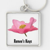 ピンクかわいらしのポピー写真 キーホルダー (正面)
