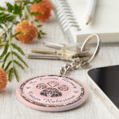 ピンクかわいらしのポープリント キーホルダー (側面)