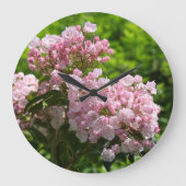 ピンクかわいらしのマウンテンローレル花 ラージ壁時計 (正面)