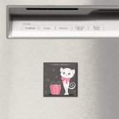 ピンクかわいらしのメリークリスマスホワイト子猫 マグネット (インサイチュ (食洗機))