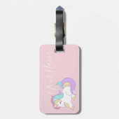 ピンクかわいらしのユニコーン |お名前はこちら |荷物タグ ラゲッジタグ (裏面縦)