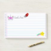 ピンクかわいらしのユニコーン&レインボー射撃、 発砲スター10"x6" ポストイット (デスク)