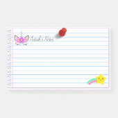 ピンクかわいらしのユニコーン&レインボー射撃、 発砲スター10"x6" ポストイット (正面)