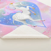 ピンクかわいらしのユパーソナライズされたニコーンハート シェルパブランケット (3/4)