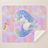 ピンクかわいらしのユパーソナライズされたニコーンハート シェルパブランケット (正面(横))