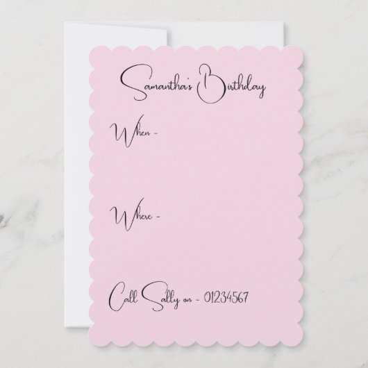 ピンクかわいらしのユリの水彩フローラ花ユリ 招待状 (裏面)