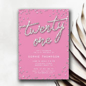 ピンクかわいらしのラインエレガントストーンズで 招待状