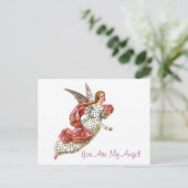 ピンクかわいらしのリボンの天使 ポストカード (スタンド正面)