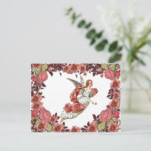 ピンクかわいらしのリボンの天使 ポストカード (スタンド正面)