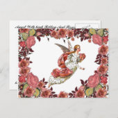 ピンクかわいらしのリボンの天使 ポストカード (正面/裏面)