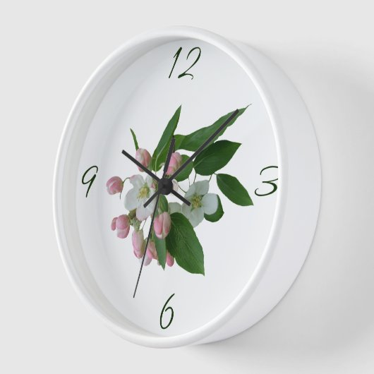 ピンクかわいらしのリンゴの花の美しいフローラ 壁時計 (傾斜)