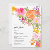 ピンクかわいらしのロマンチックな夏のフローラ甘い16 招待状 (正面)