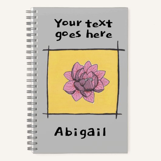 ピンクかわいらしのローズドードルあなたのタイトルと名前 ノートブック (正面)