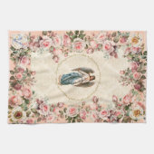 ピンクかわいらしのローズフローラガーディアンジェル キッチンタオル (横)