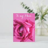ピンクかわいらしのローズフローラハッピーマザーズデイカード ポストカード (スタンド正面)