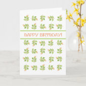 ピンクかわいらしのローズブズオンホワイト誕生日カード カード (黄色い花)