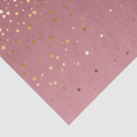 ピンクかわいらしのローズ金ゴールドの背景とグリッター星 薄葉紙 (詳細)