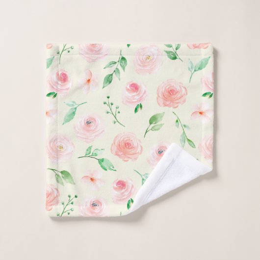 ピンクかわいらしのローゼズブーケ バスタオルセット (ウォッシュタオル)