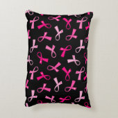 ピンクかわいらしの乳数々のがんリボンパターン アクセントクッション (裏面(縦))
