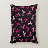 ピンクかわいらしの乳数々のがんリボンパターン アクセントクッション (正面(垂直))