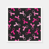 ピンクかわいらしの乳数々のがんリボンパターン スタンダードカクテルナプキン (正面)