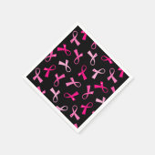 ピンクかわいらしの乳数々のがんリボンパターン スタンダードカクテルナプキン (角)