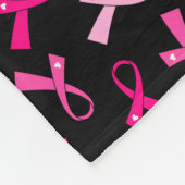 ピンクかわいらしの乳数々のがんリボンパターン フリースブランケット (角)