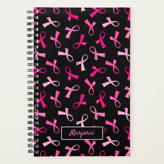 ピンクかわいらしの乳数々のがんリボンパターン プランナー手帳 (正面)