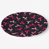 ピンクかわいらしの乳数々のがんリボンパターン ペーパープレート (アングル)
