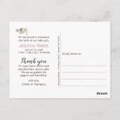 ピンクかわいらしの写真で誕生のお知らせ ポストカード (裏面)