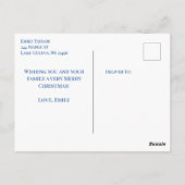 ピンクかわいらしの冬のワンダーランドクリスマス ポストカード (裏面)