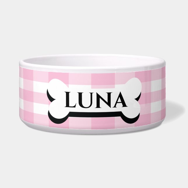 ピンクかわいらしの剥き取りパーソナライズされたドッグボウル ボウル (正面)
